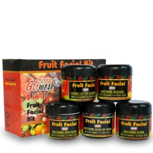 Glomesh 5-Steps Fruit Facial Kit – Whitening & Glowing Skin Care Pack (5-in-1 Jars)