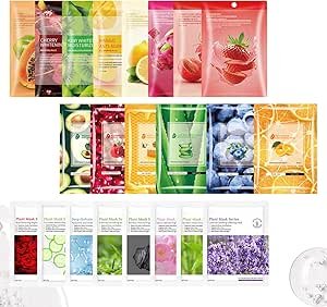 Mix Sheet Mask Pack for Glowing Skin – Korean Facial Masks – Hydrating, Brightening & Soothing Skincare Deal