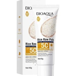 Bioaqua Rice Raw Pulp Sunscreen – SPF 50 with Rice Extract, Nourishing & Whitening Cream – 40g