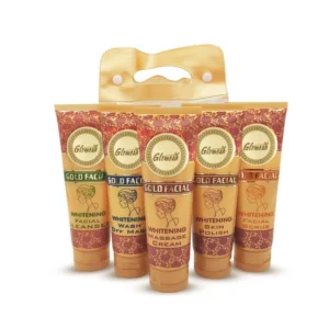 Glomesh Gold 5 in 1 Facial Kit – Radiant Glow Facial Set in Tube Packing for All Skin Types
