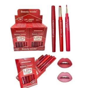 Beauty Model 2 in 1 Lipstick & Lip Pencil Pack of 6 – Long-Lasting Matte Finish