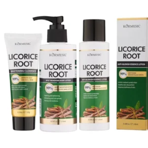 Kormesic Licorice Root Face Lotion, Body Lotion & Cleanser Set – Skin Brightening